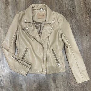 Blank NYC Cream Leather Motorcycle Jacket